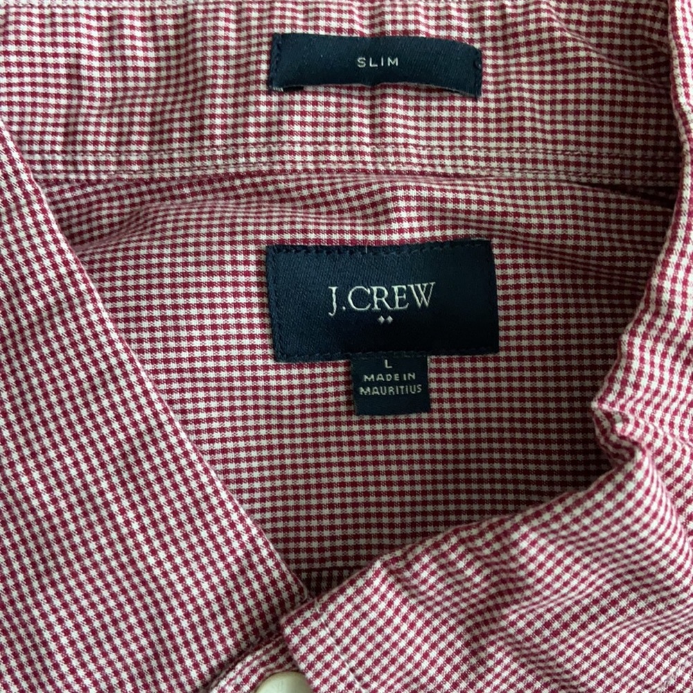 J crew button down, red gingham, slim fit large